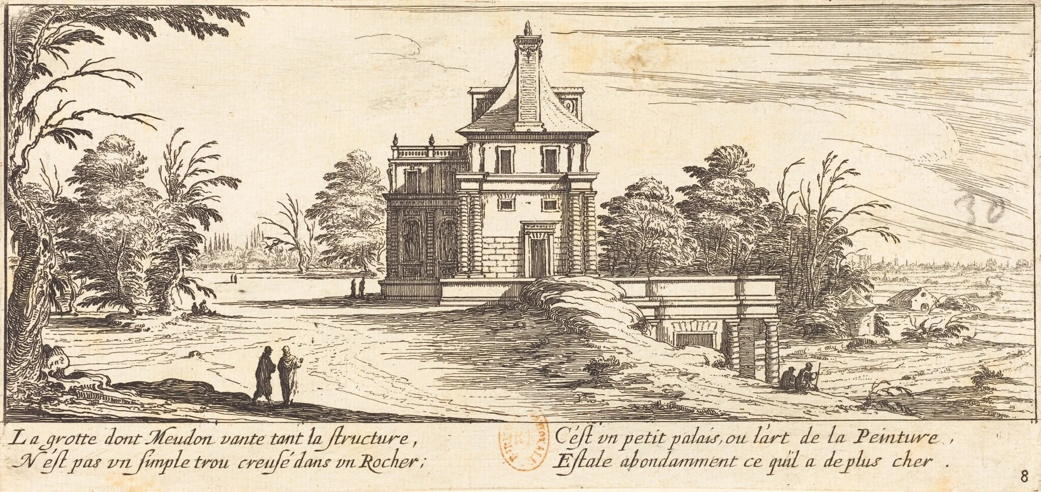 Le Grotte de Meudon, by Israël Silvestre, ink, 1655