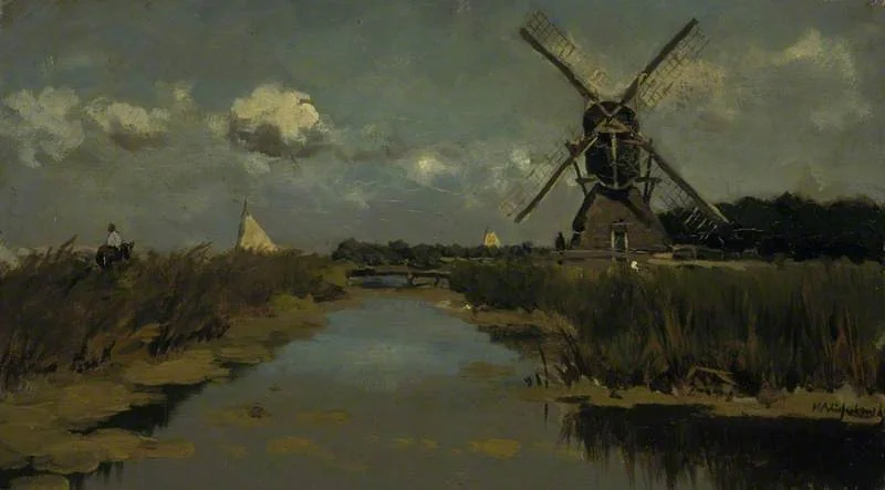Near Dordrecht, by Johan Hendrik Weissenbruch, oil, 1895