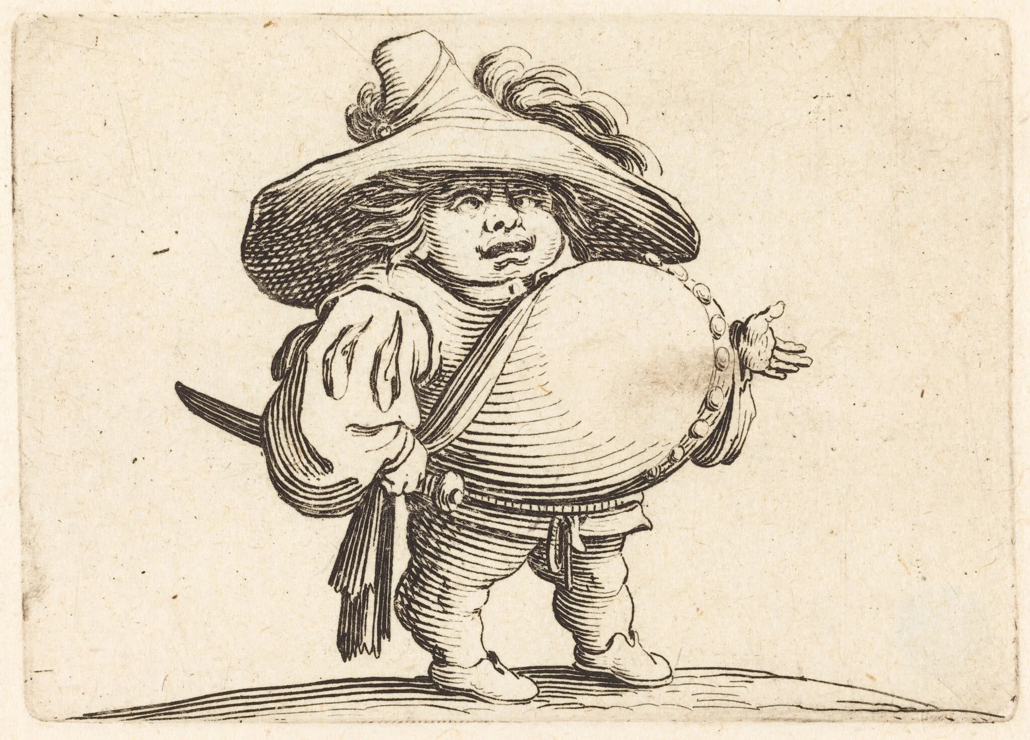 Man with Big Belly, by Jacques Callot, ink, 1622