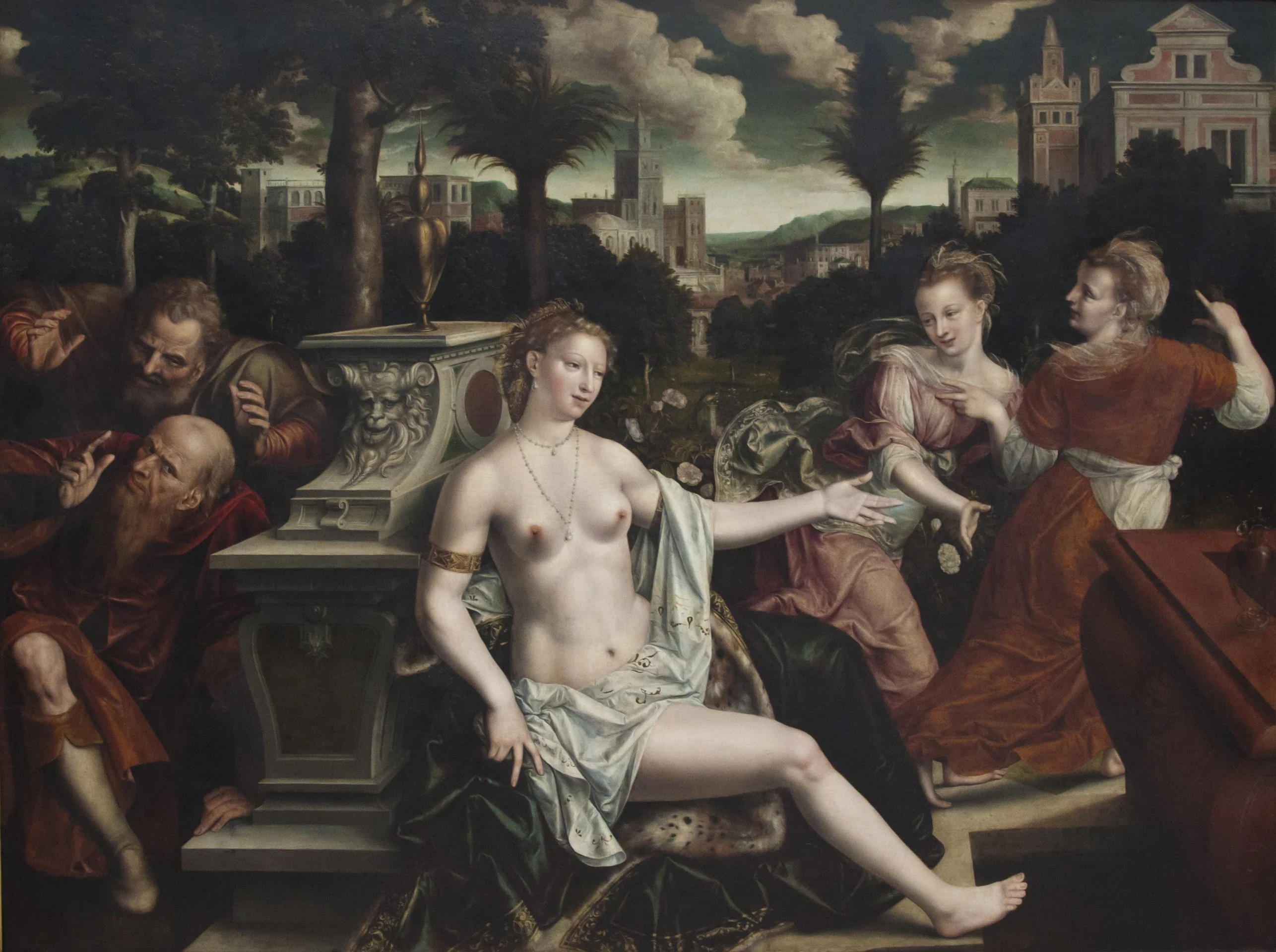 Susanna spyed upon by the Elders (Daniel 13:1-63), by Jan Matsys, oil, 1567