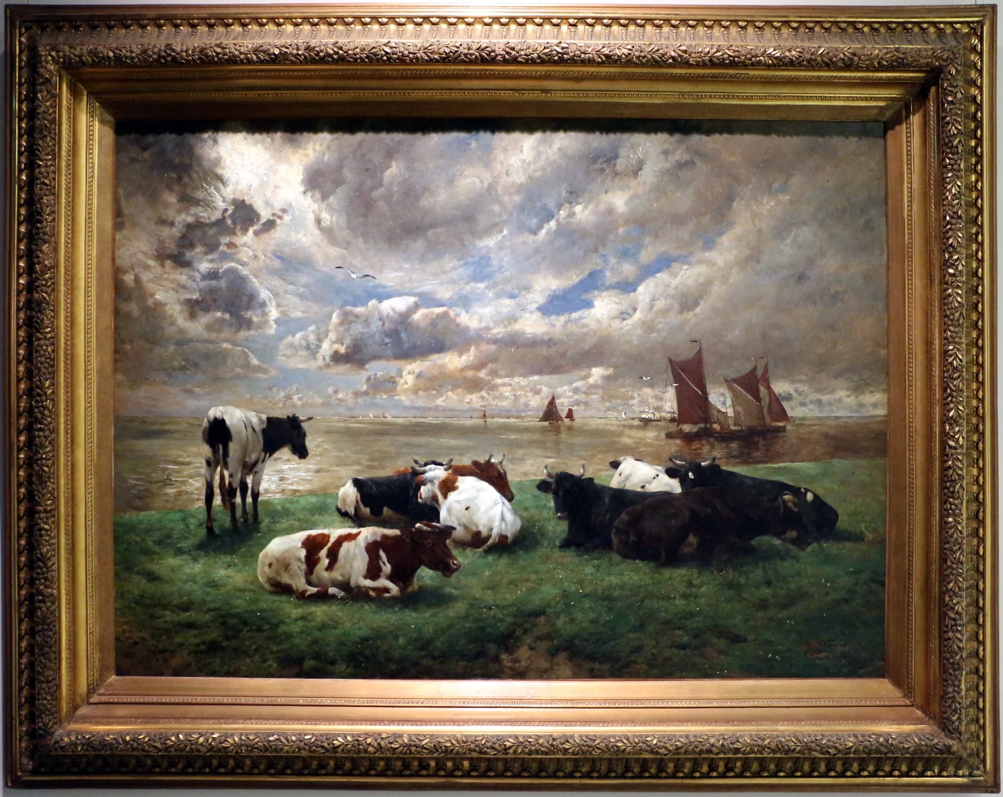 The mouth of the river Scheldt, by Alfred Verwee, unspecified, 1890