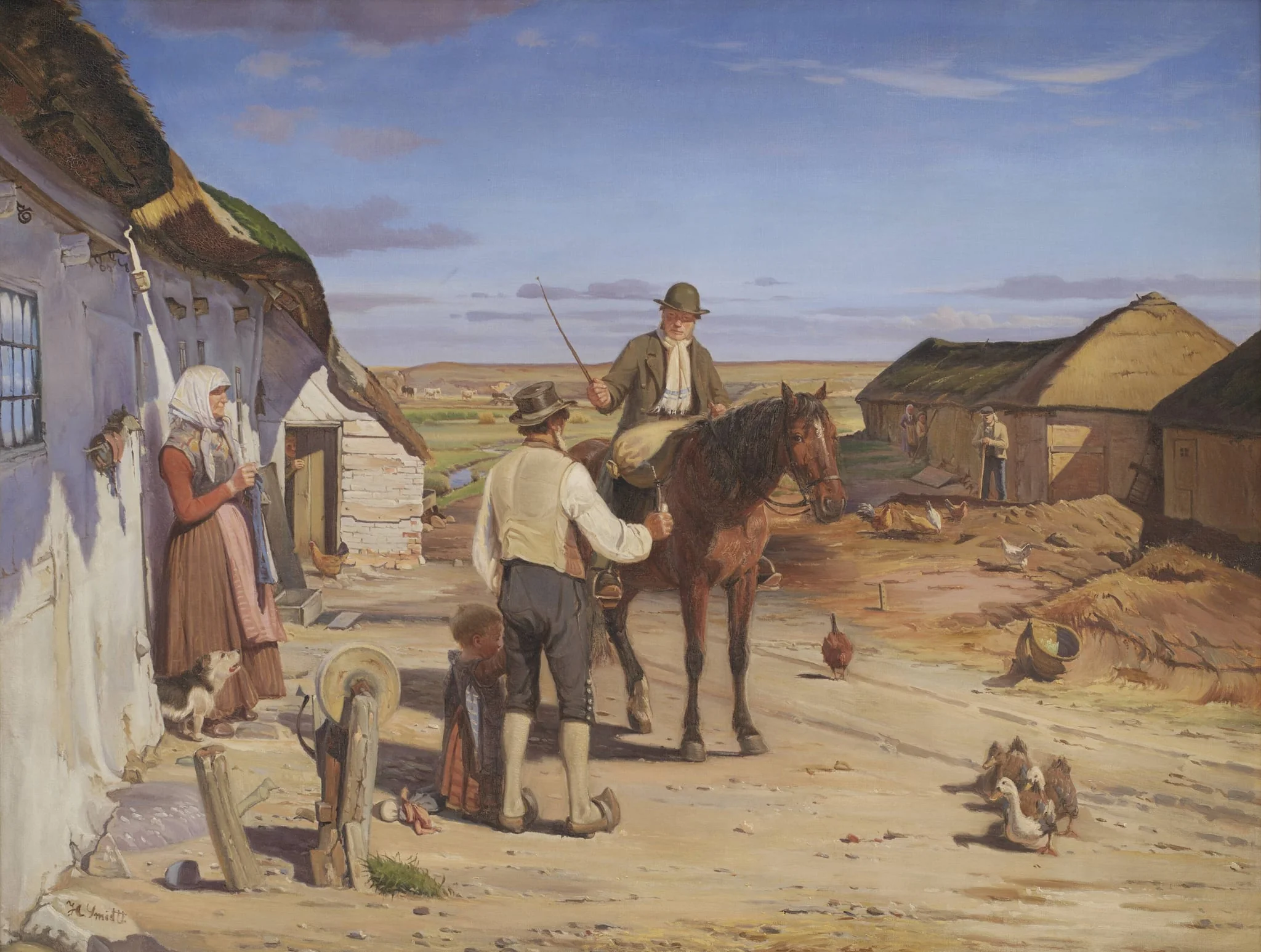 A Stranger Asking his Way at a Farm on the Moors