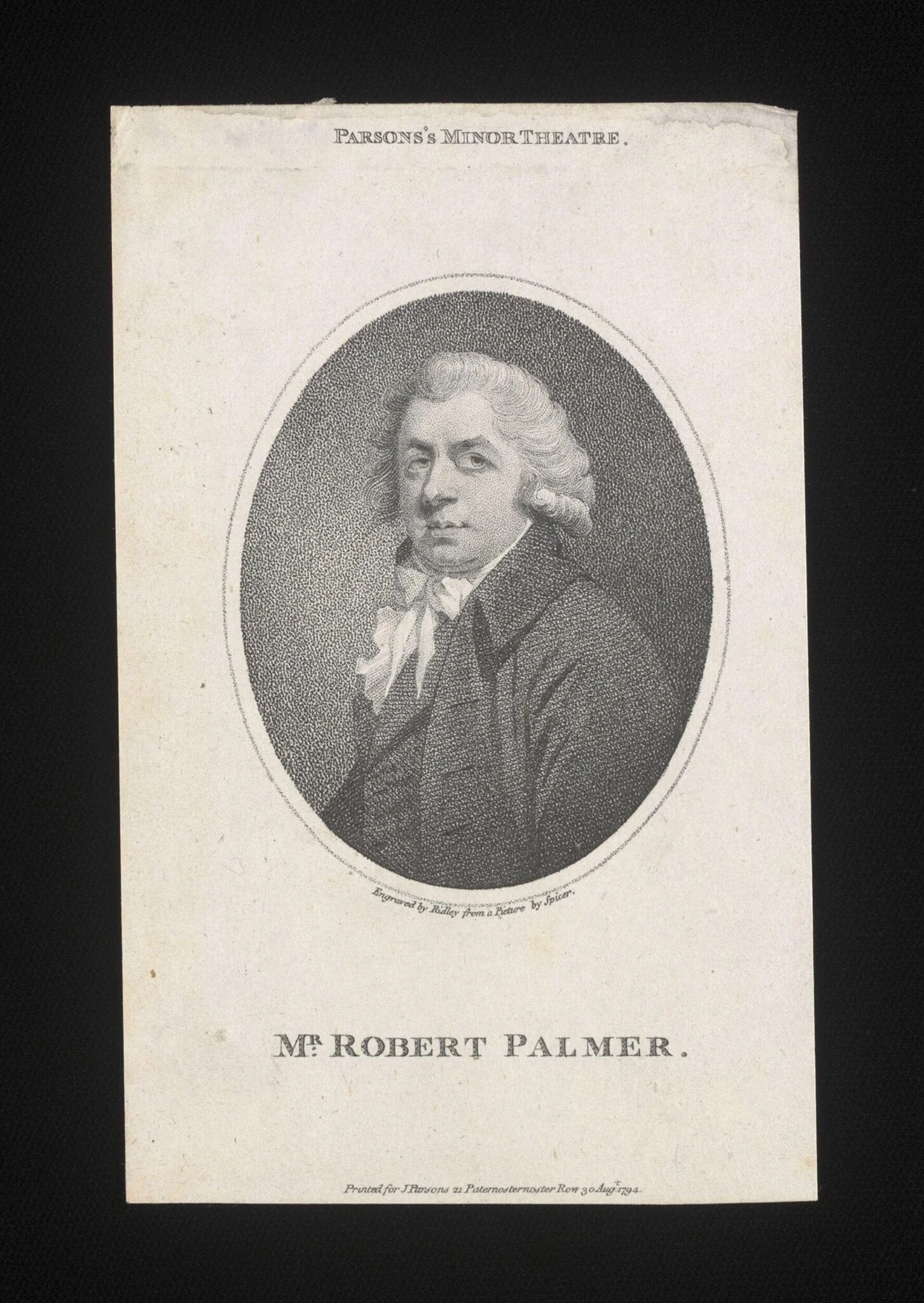 Mr robert Palmer, by Henry Spicer, 30