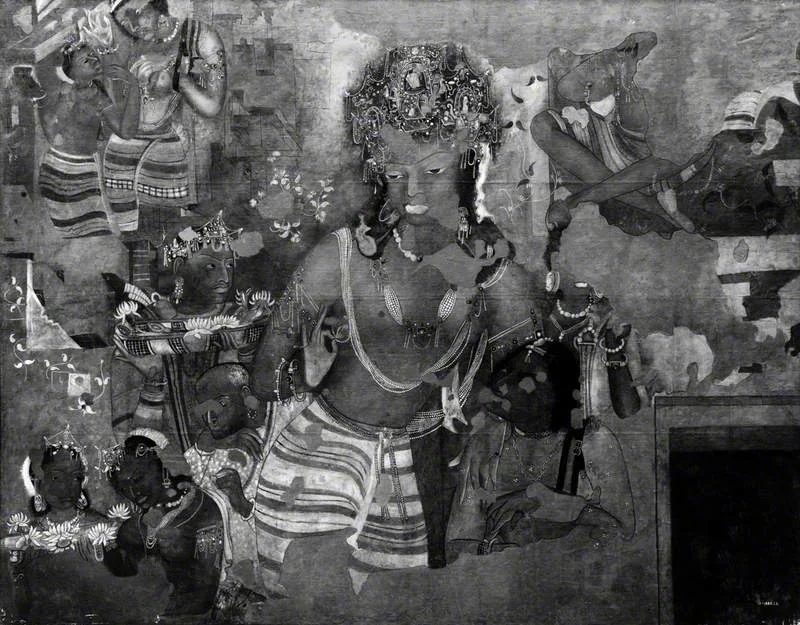 Copy of Painting inside the Caves of Ajanta (cave 1), by Unknown, oil, 1872