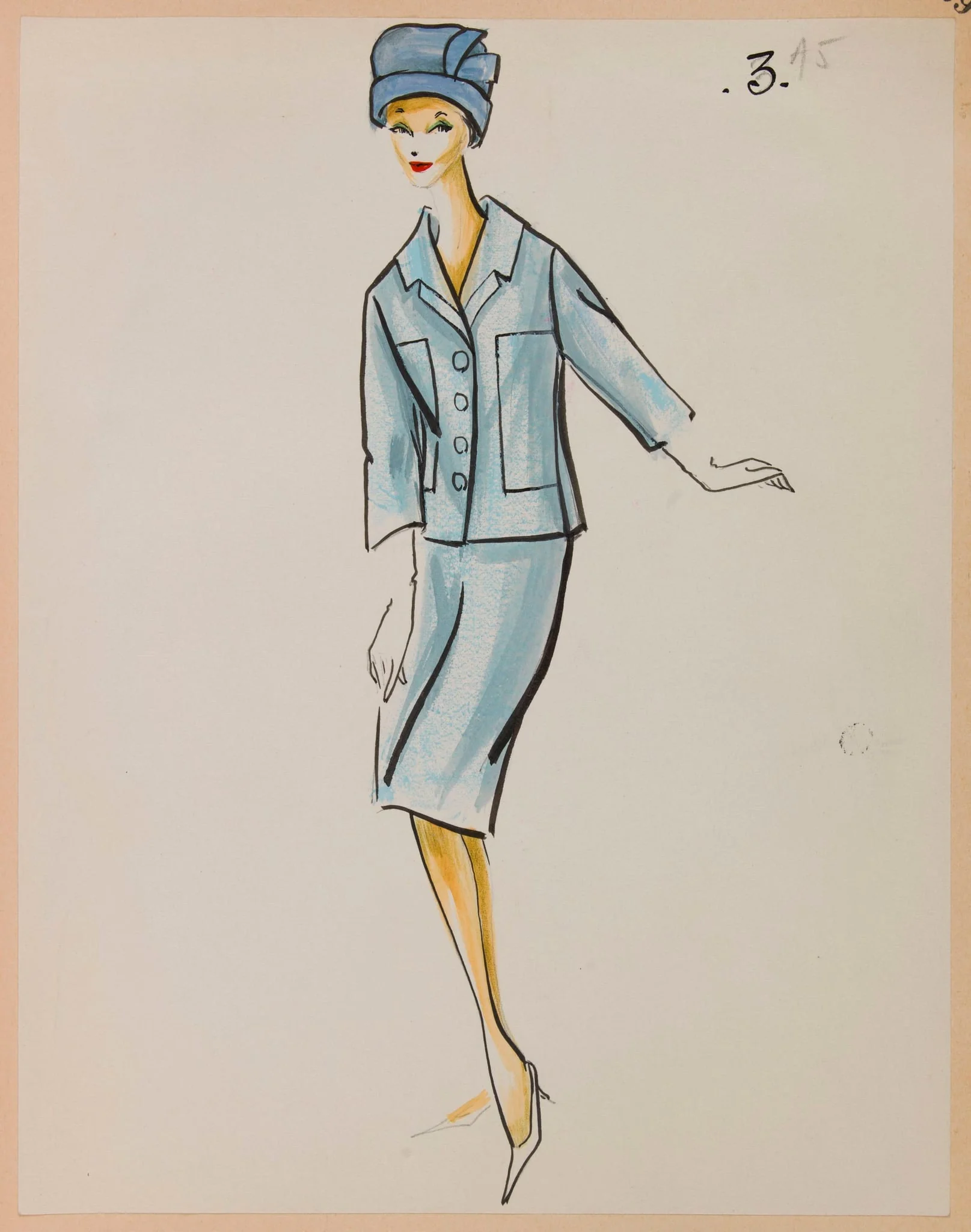 Tailleur bleu ciel, by Marie-Louise Carven, 1959