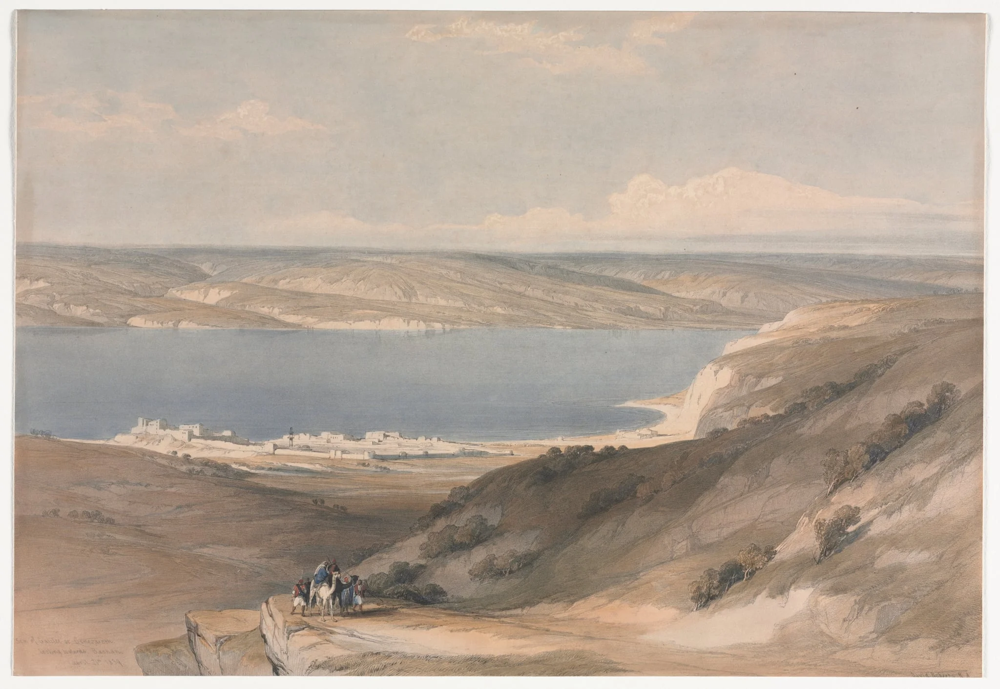 Sea of Galilee at Genezareth looking Towards Bashan, by David Roberts, 1839
