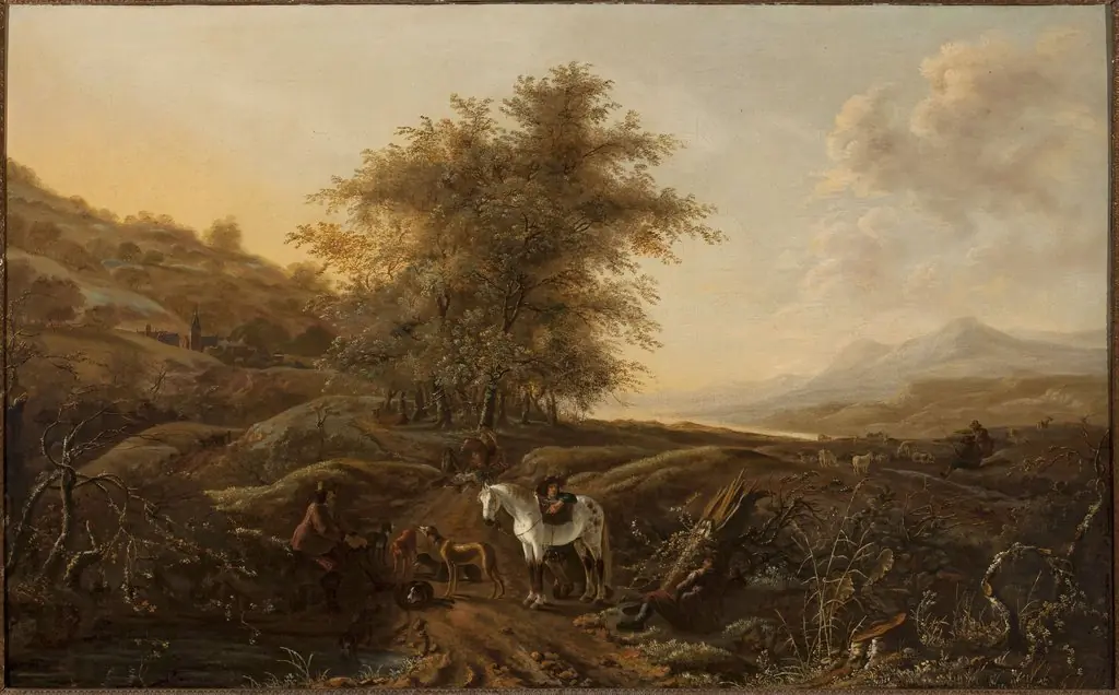 Landscape with hunters