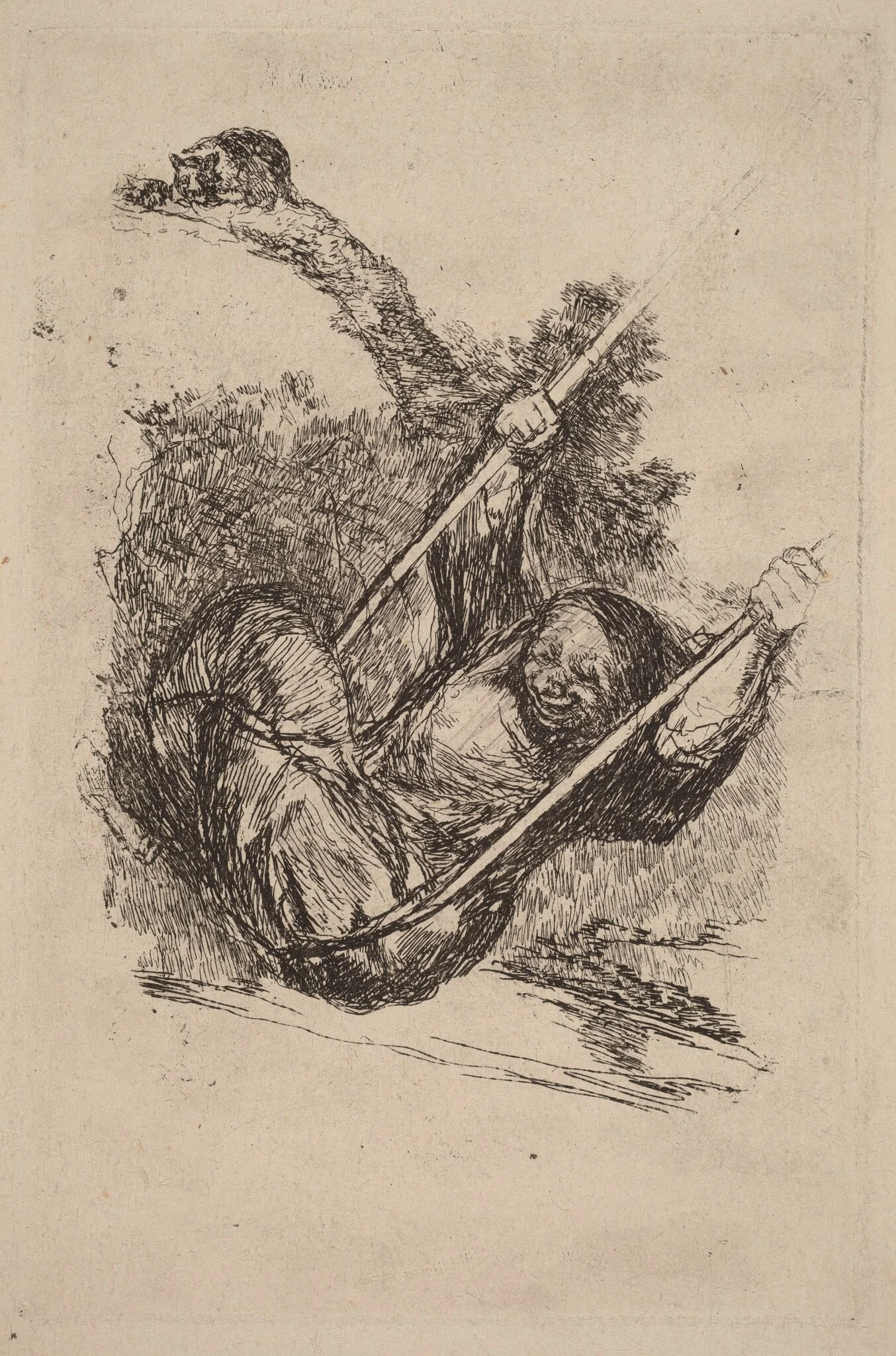 Old Woman on a Swing, by Francisco Goya, ink, 1826