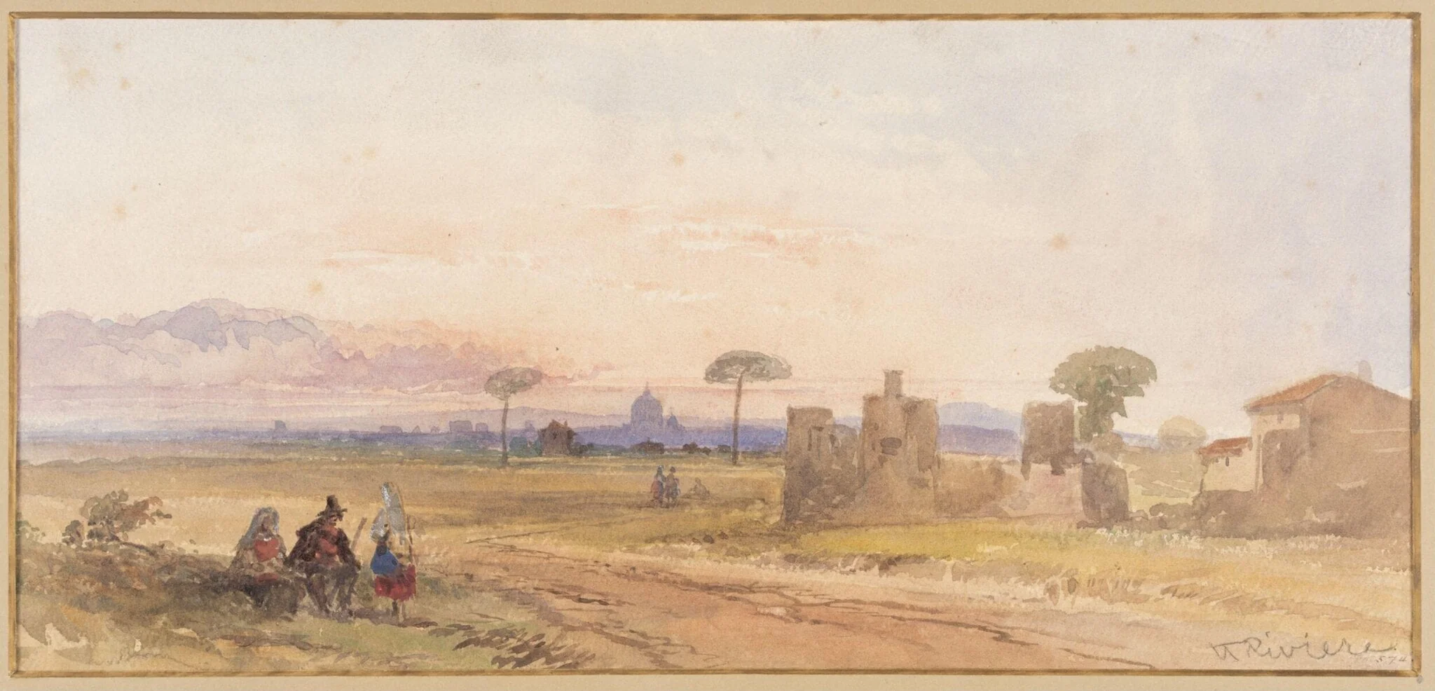 Rome, From the Campagna, by henry riviere, watercolor, 1811