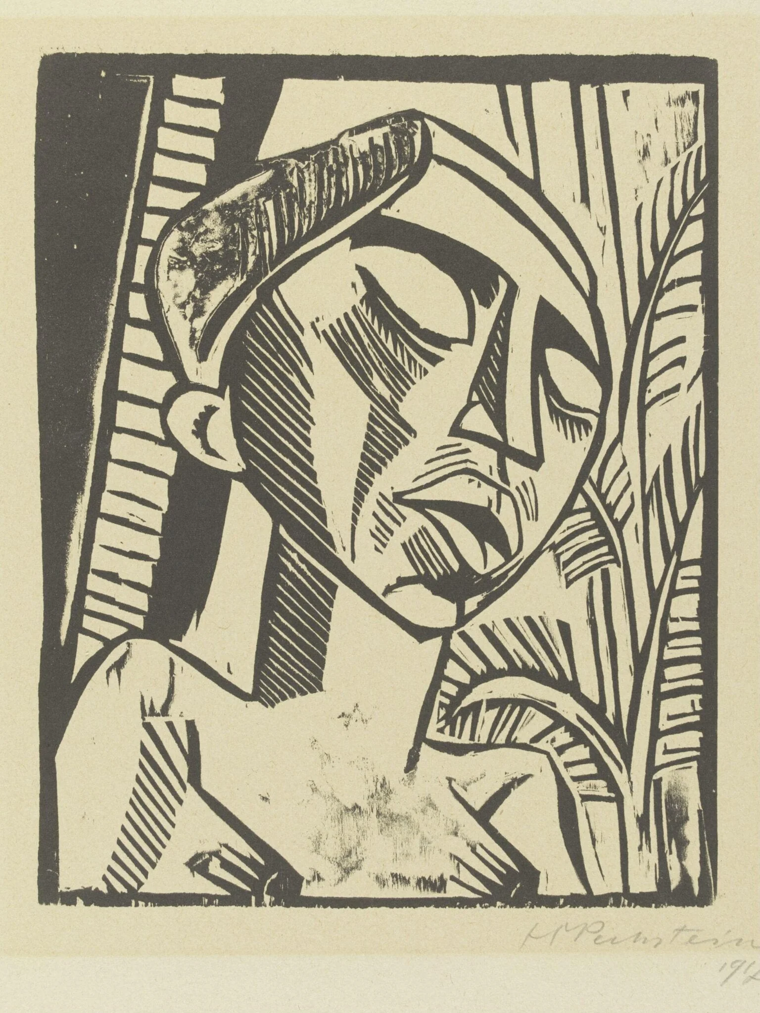 The African, by Max Pechstein, ink, 1914