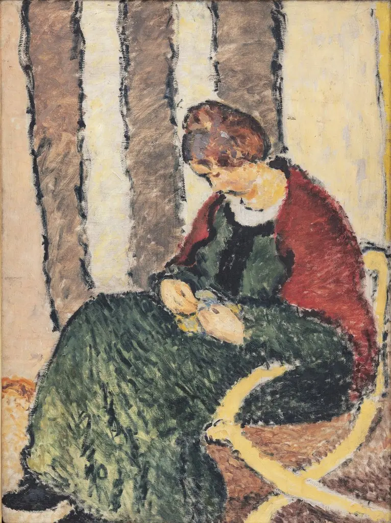 The Artist's Sister, Anna Giersing, Wearing a Red Shawl