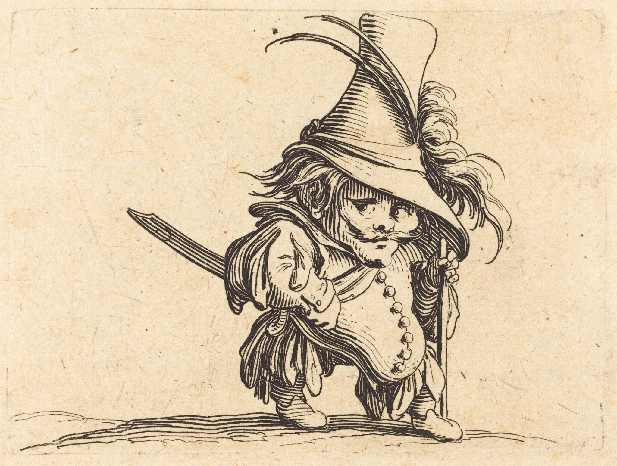 The Potbellied Man with the Tall Hat, by Jacques Callot, ink, 1622