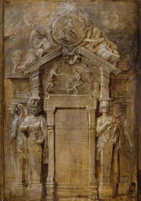 Design for the title page of the Pompa Introitus...Ferdinandi, by Peter Paul Rubens, oil, 1638