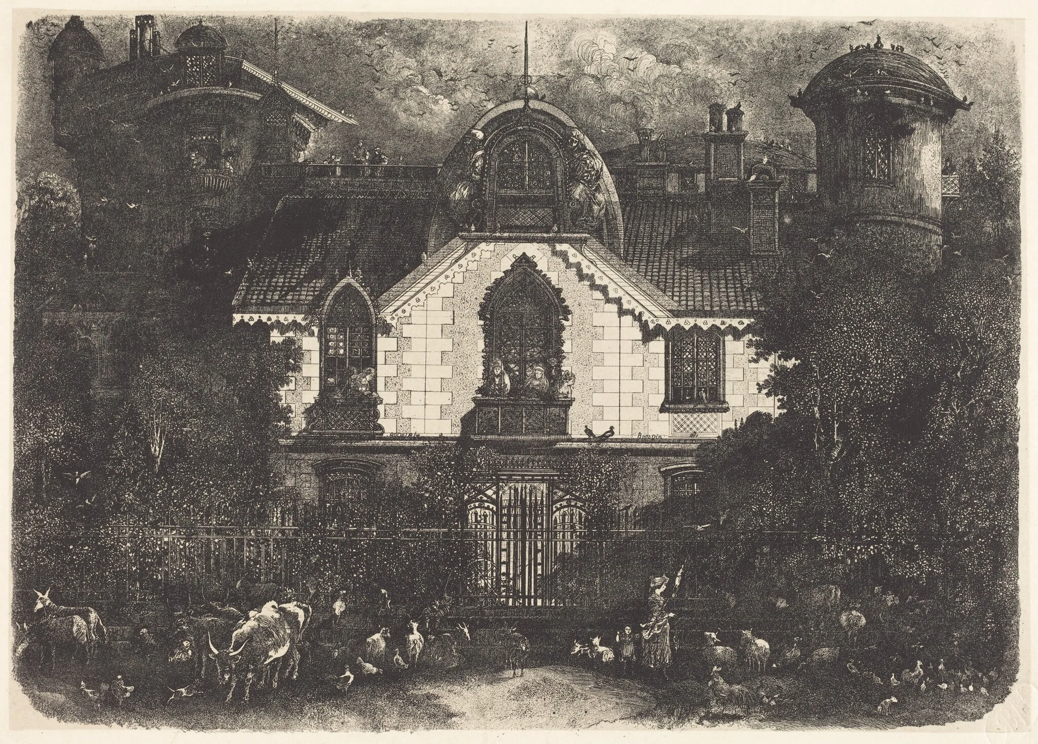 The Haunted House, by Rodolphe Bresdin, ink, 1871