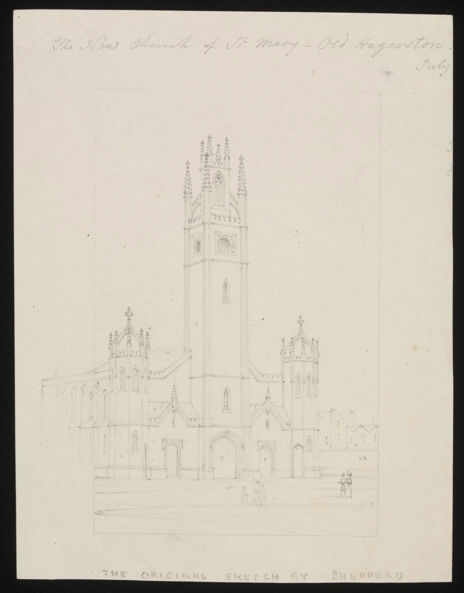 The New Church of St. Mary - Old Hagerston [sic], July 1827, by T. H. Shepherd, 1827