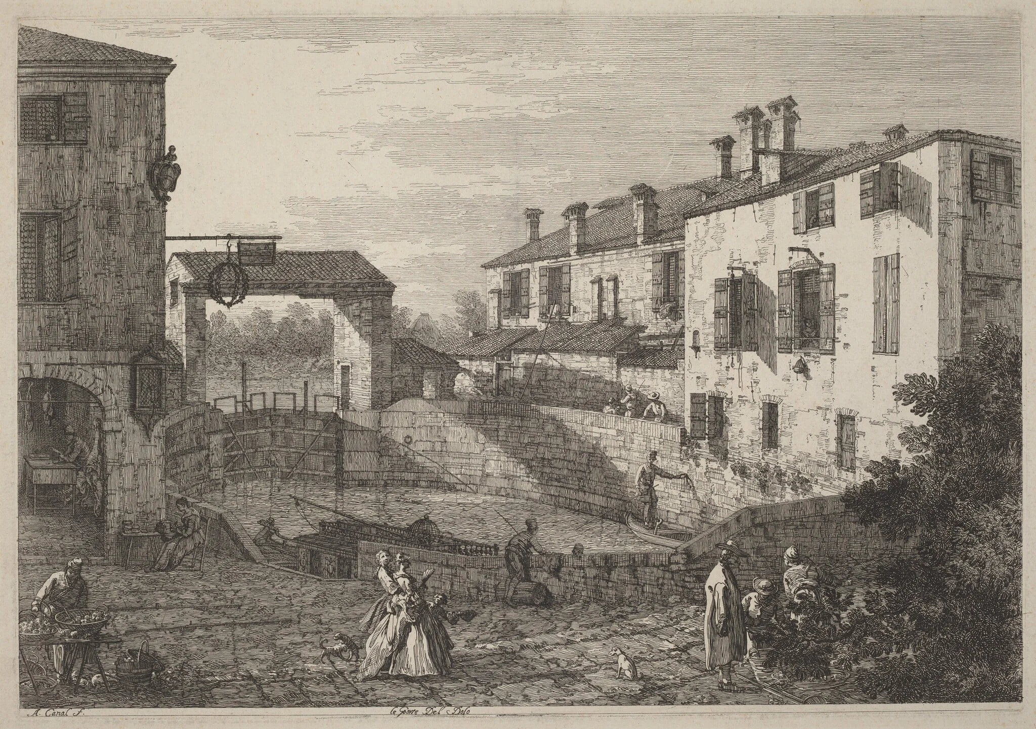 Le Porte Del Dolo, by Canaletto, ink, 1740