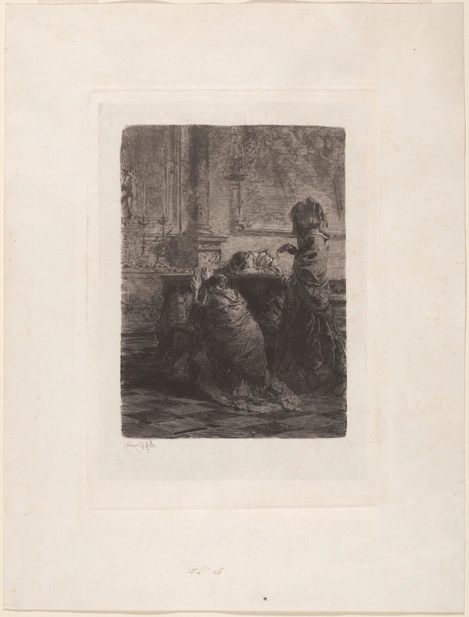 I Fratelli sono al campo [The Men are in the Field], by Mosè Bianchi, ink, 1870
