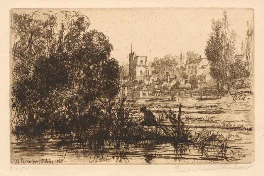 Hamerton's Portfolio III: Twickenham Church, by Francis Seymour Haden, 1868