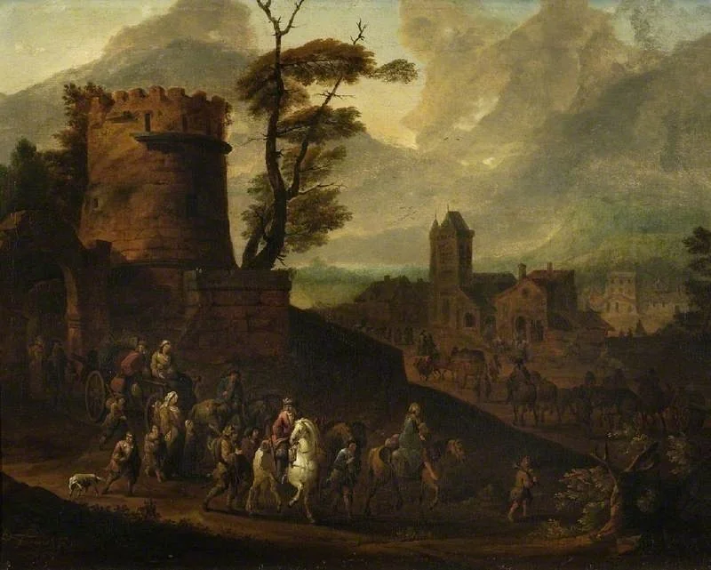 View of a town, by Peter Tillemans, oil, 1709