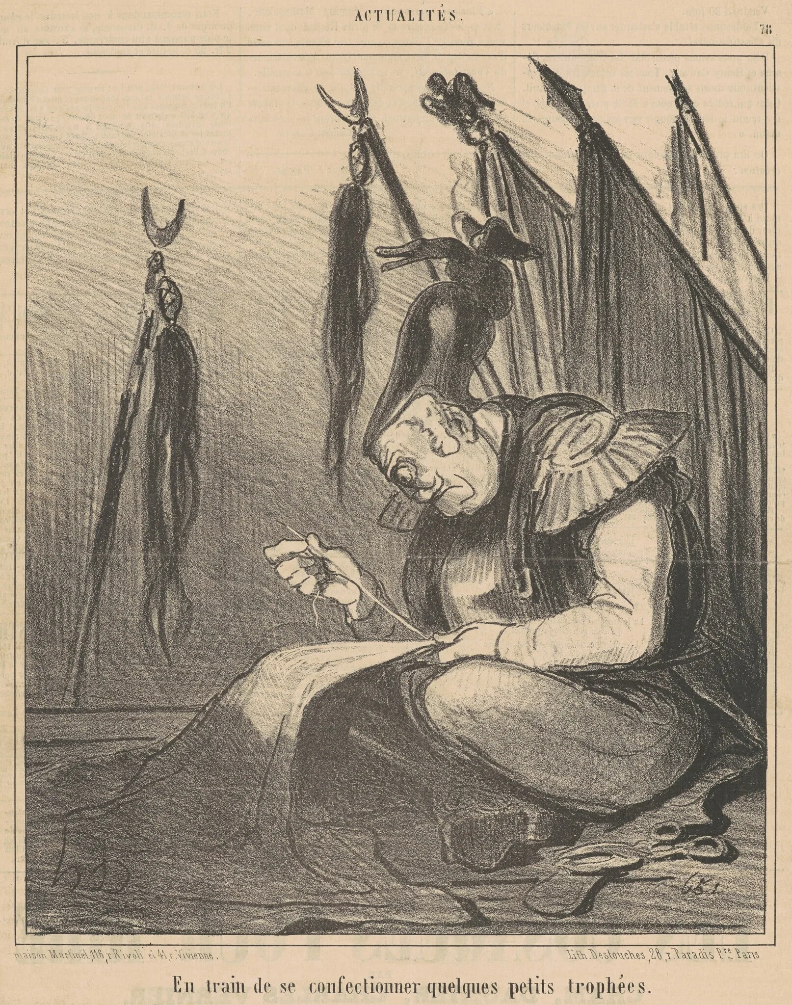 En train de ...confectionner quelques, by Honoré Daumier, ink, 1854