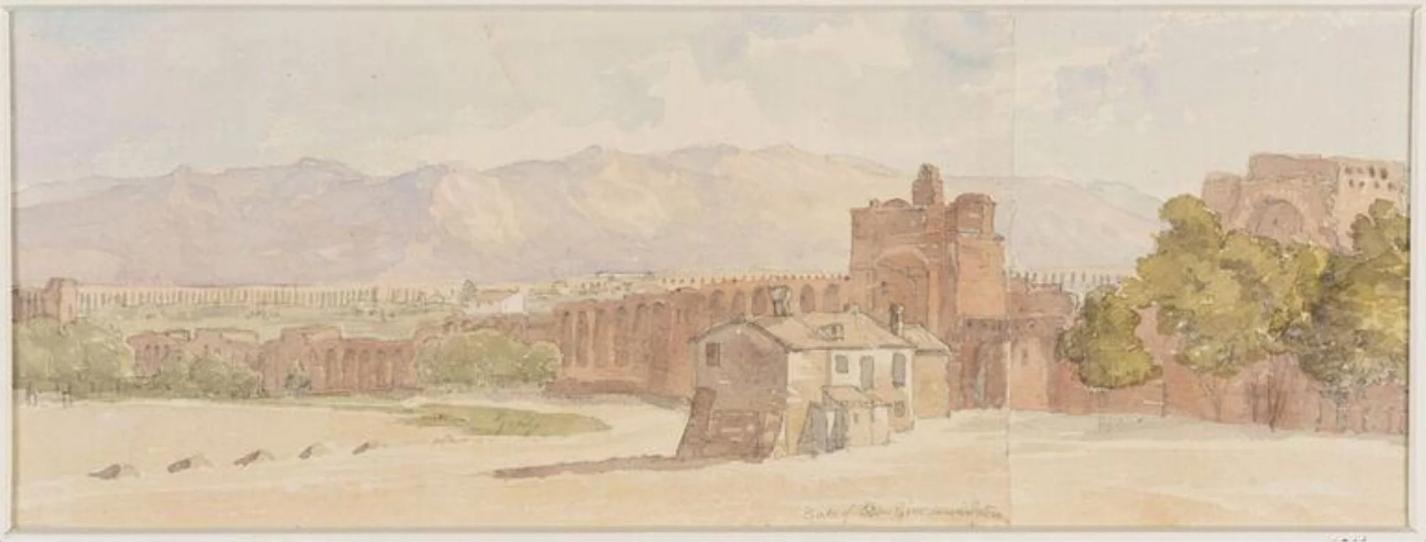 Porta San Giovanni, Rome, by Thomas Brittain Vacher, watercolor, 1820