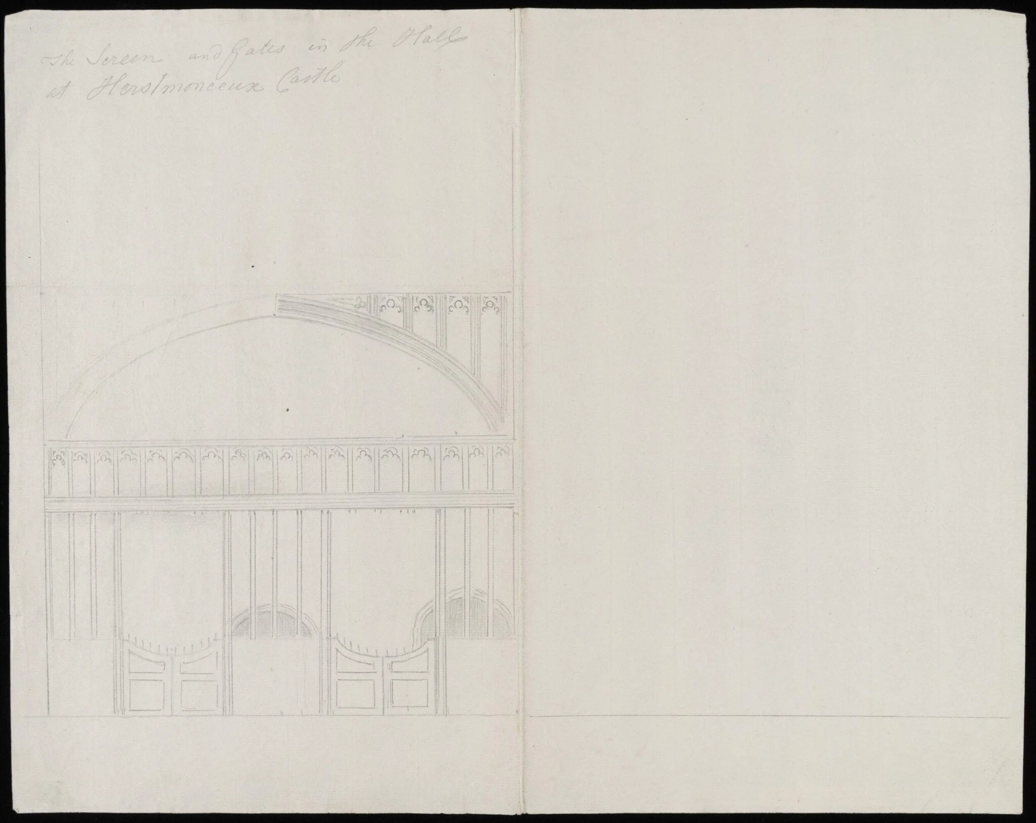 Elevation of screen in Hall., by James Lambert senior, 1776