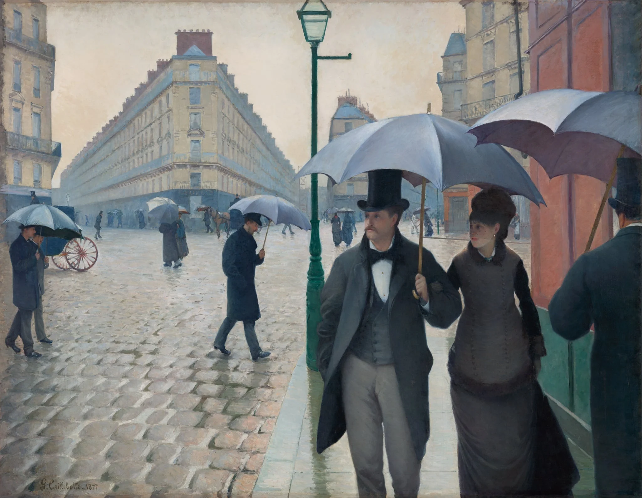 Paris Street; Rainy Day, by Gustave Caillebotte, oil, 1877