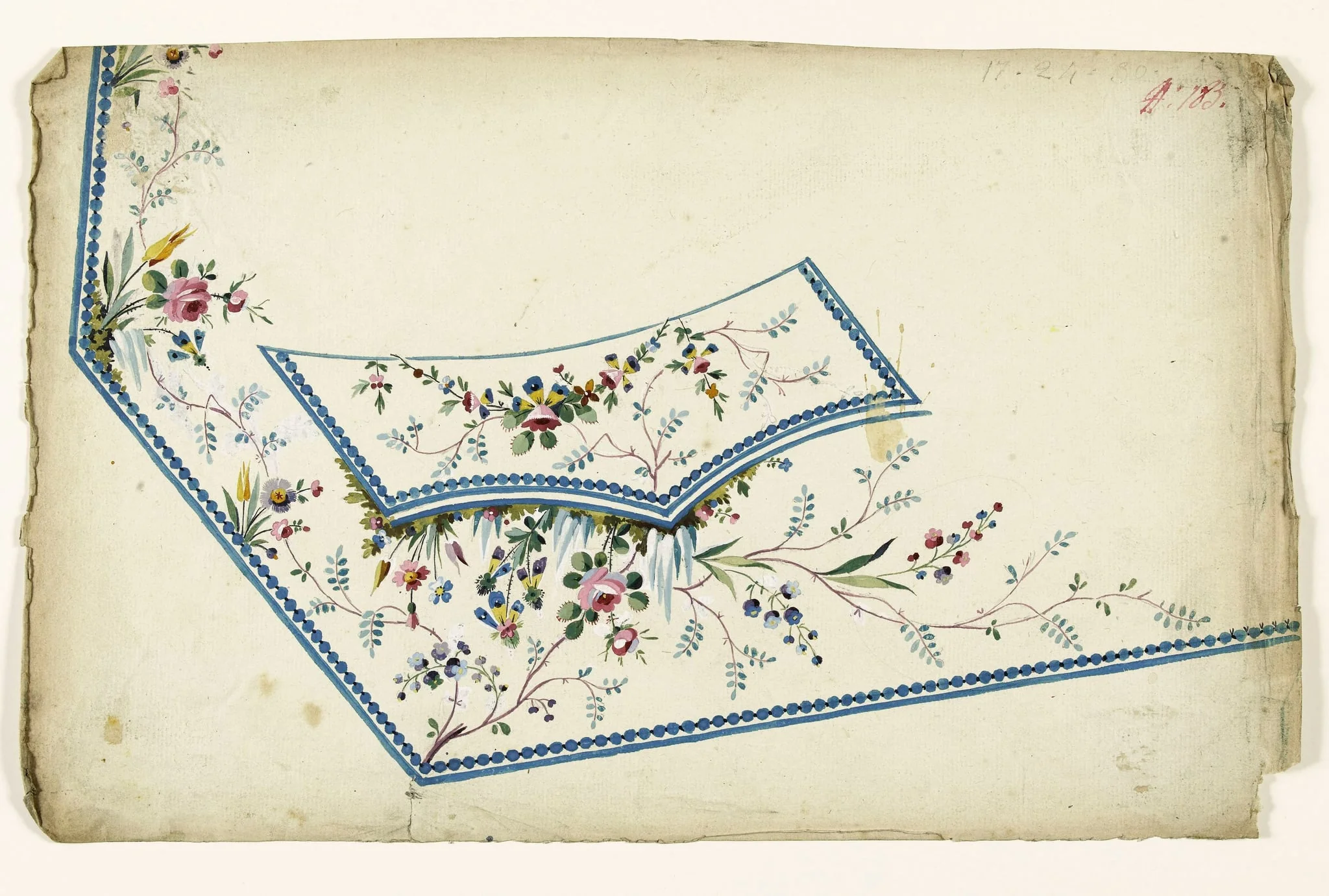 Composition de fleurs en branches et en bouquets, projets de broderies de gilet, XVIIIème siècle, by Anonyme, 1750