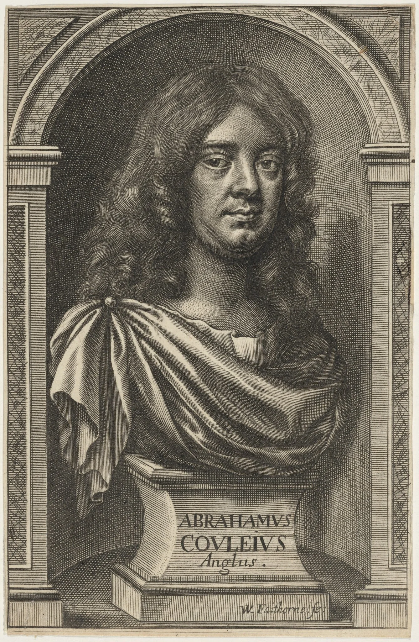 Abraham Cowley, by William Faithorne, ink, 1668