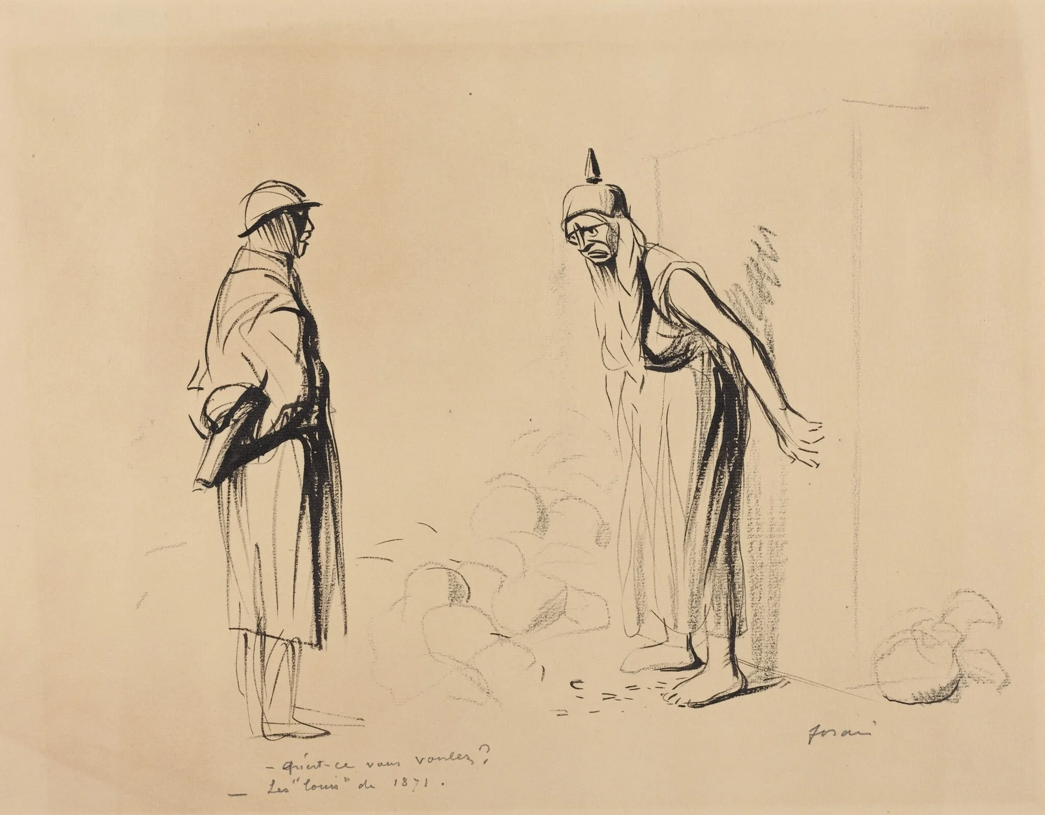 -Qu'est-ce vous voulez?  -Les "louis" de 1871, by Jean-Louis Forain, ink, 1916