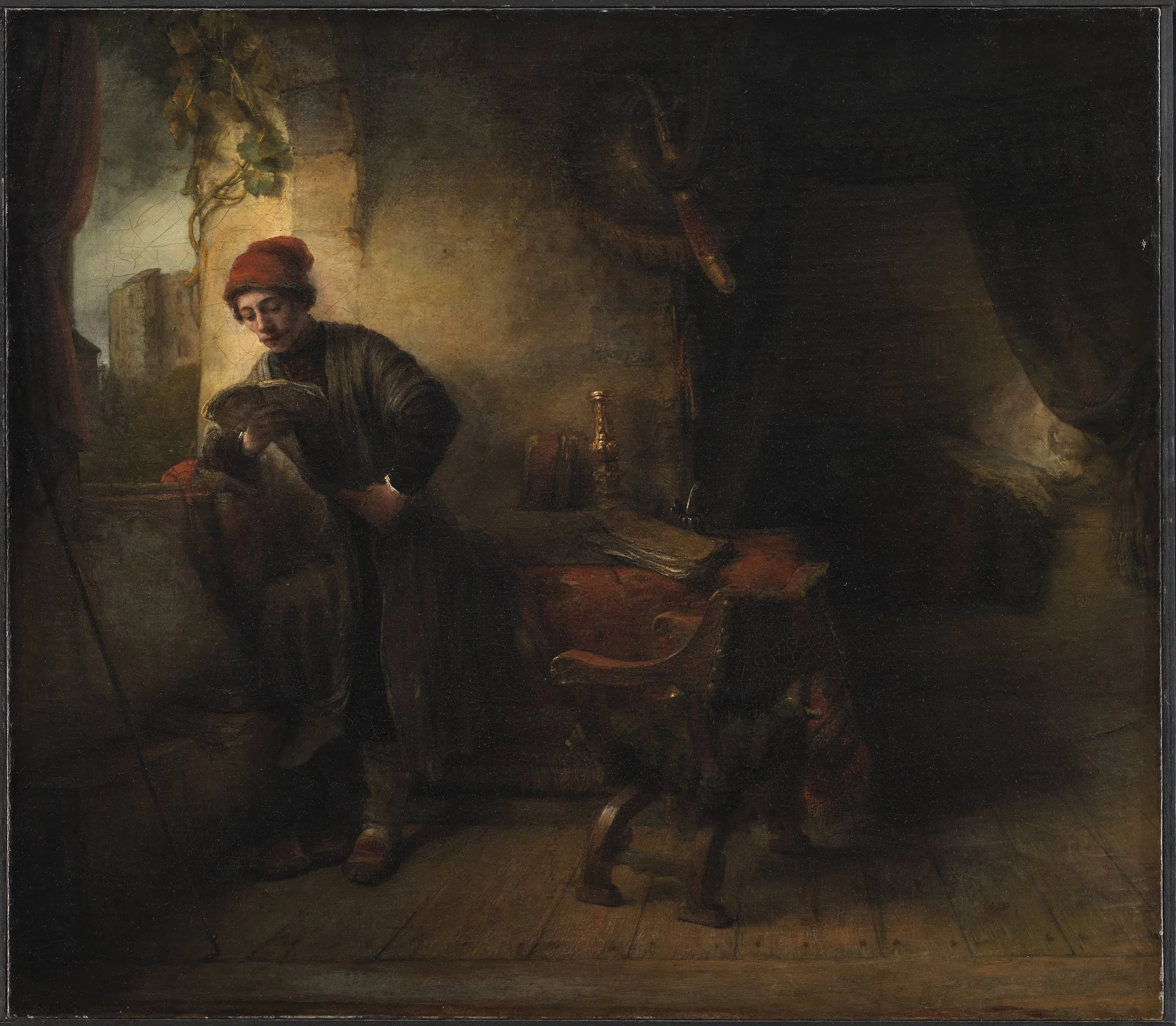 Standing Young Man at the Window in his Study Reading, known as"The Student", by Unknown, 1652
