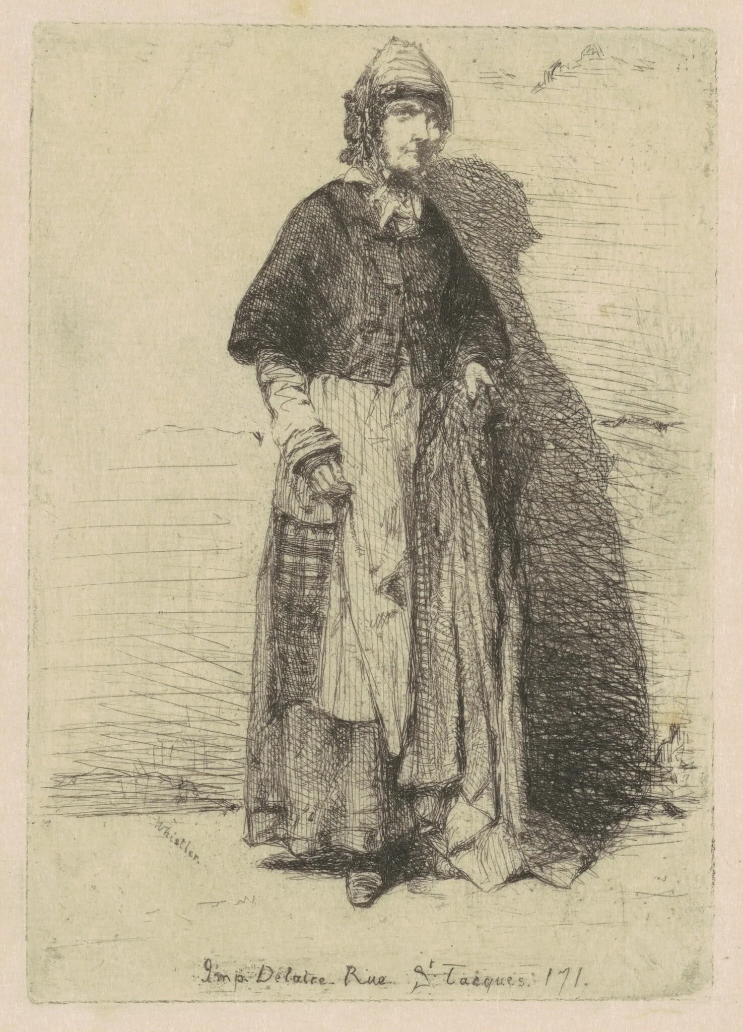 La Mère Gérard, by James McNeill Whistler, ink, 1858