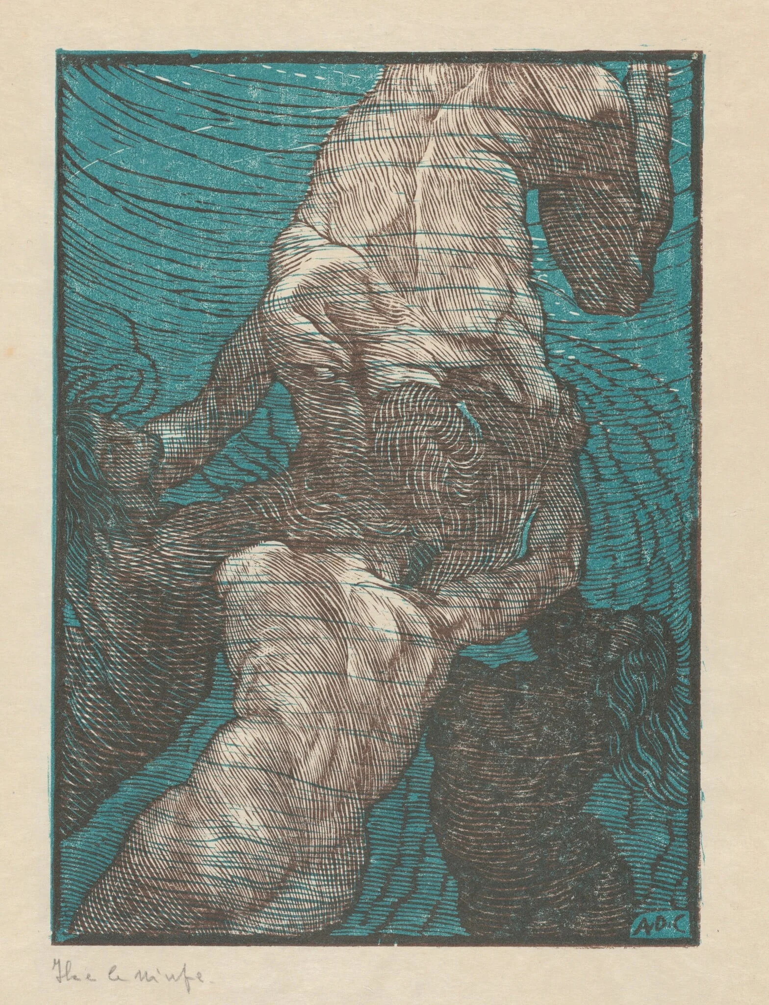 Ila e le ninfe (Hylas and the Nymphs), by Adolfo De Carolis, ink, 1916