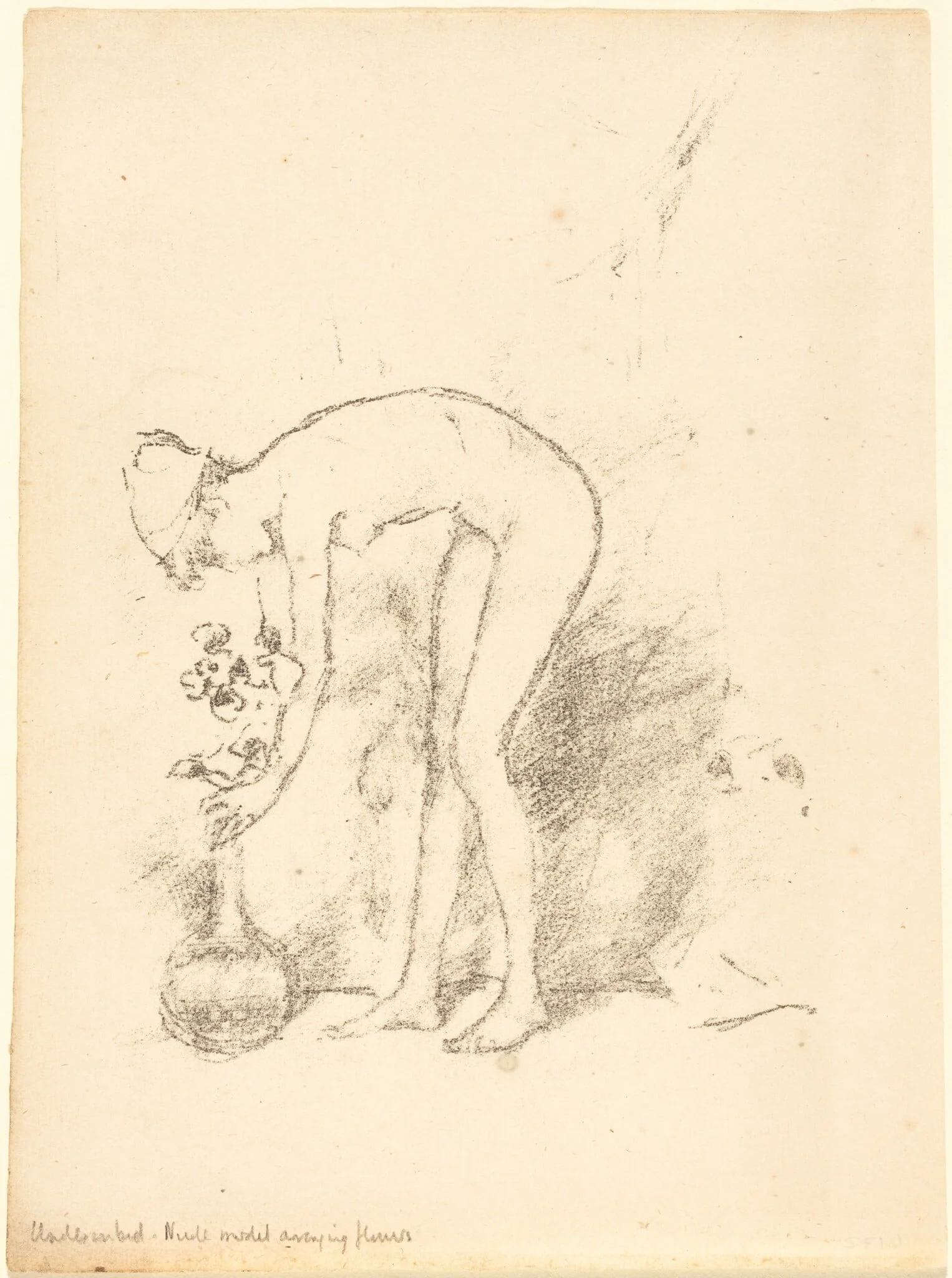 A Nude Model Arranging Flowers, by James McNeill Whistler, ink, 1892