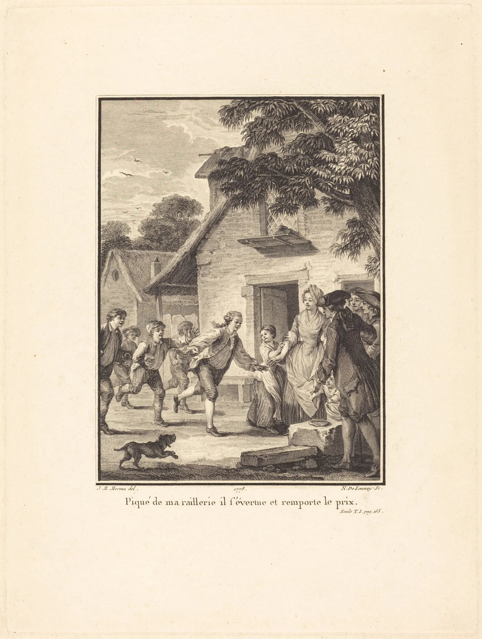 Piqué de ma raillerie, il s'évertue et remporte le prix, by Nicolas Delaunay, ink, 1778