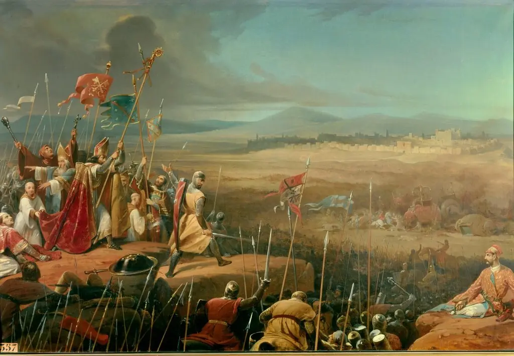 Battle outside the walls of Antioch (23 june 1098) between the crusaders, commanded by Bohemnon, and the army of Kerbogha.