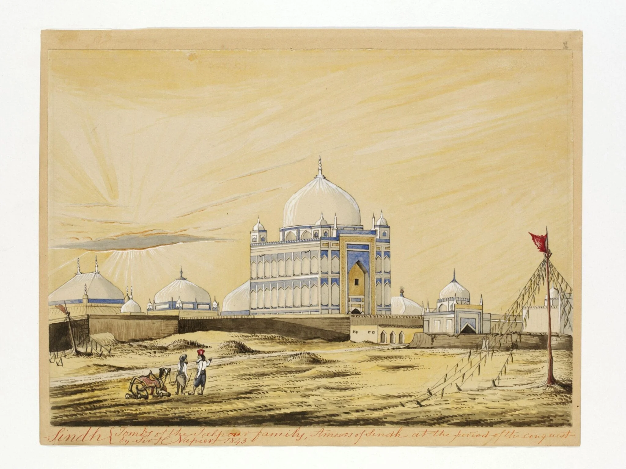 Tombs of the Talpur rulers, Hyderabad, by Henry Francis Ainslie, paint, 1852