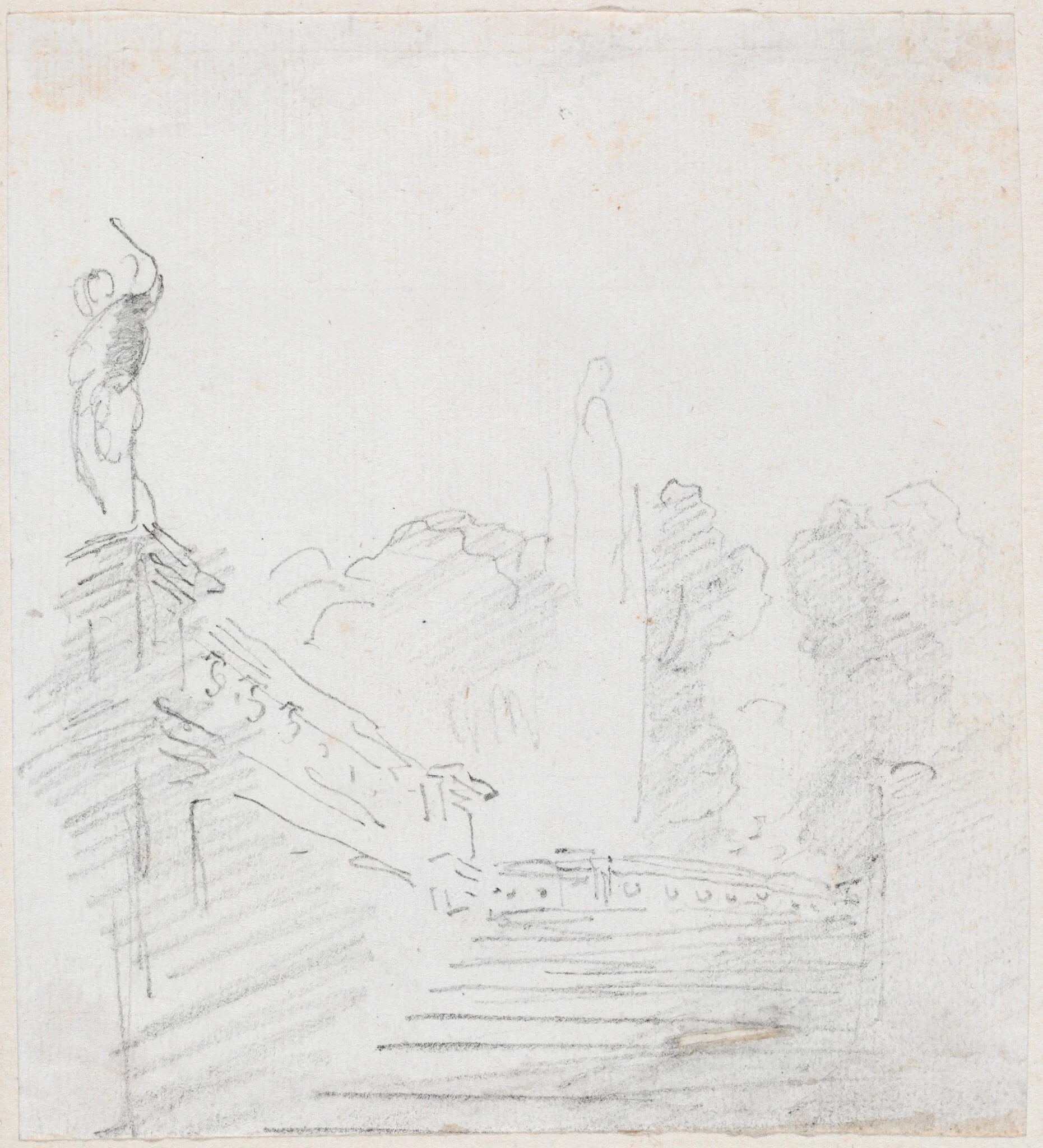 Monumental Stairway, by Hubert Robert, graphite, 1760