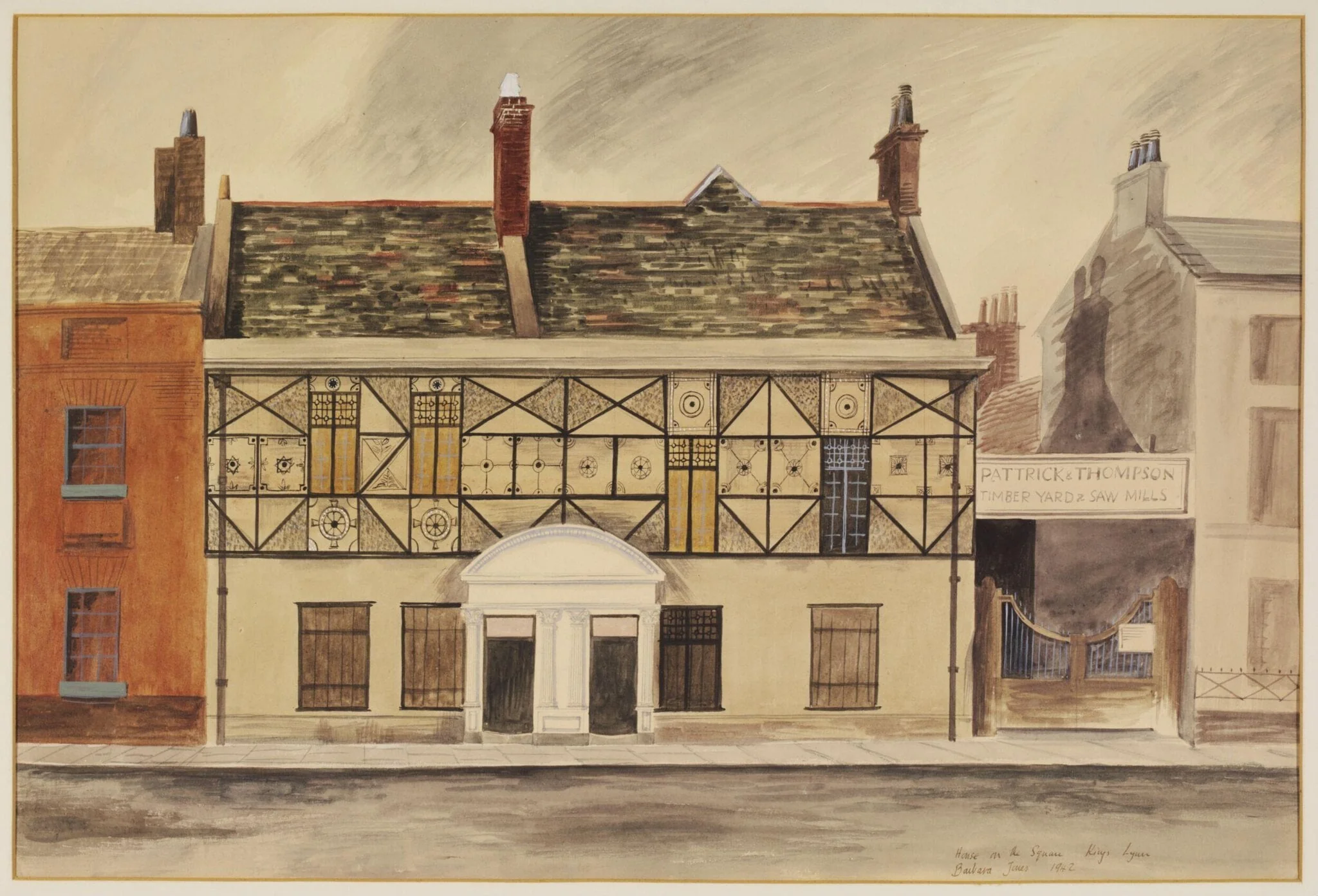 House on the Square, King's Lynn, by Barbara Jones, watercolor, 1942