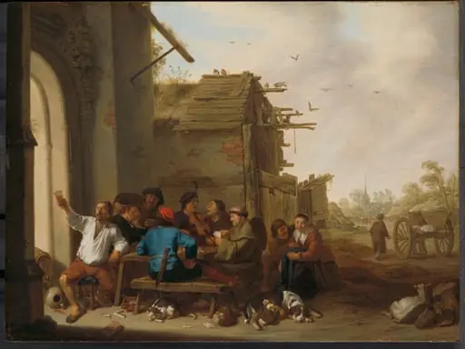Figures before a Village Inn