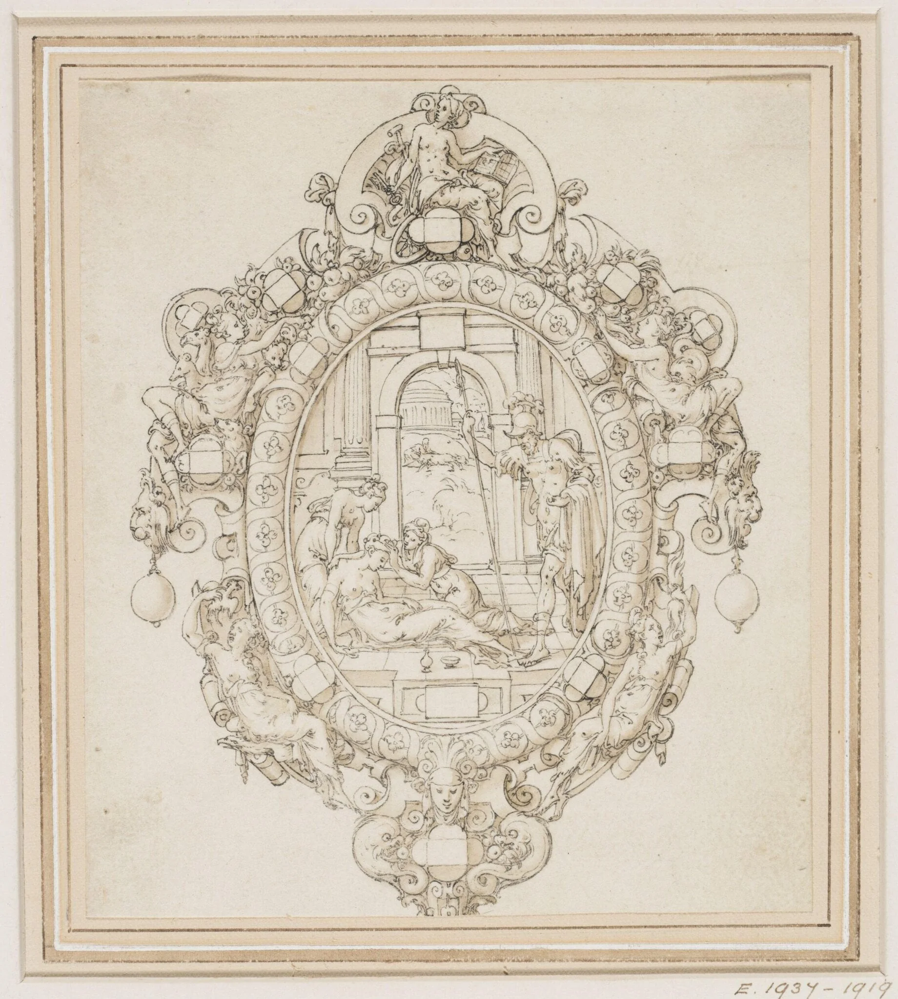 Design for the back of a gem-set handmirror, by Etienne Delaune, 1561