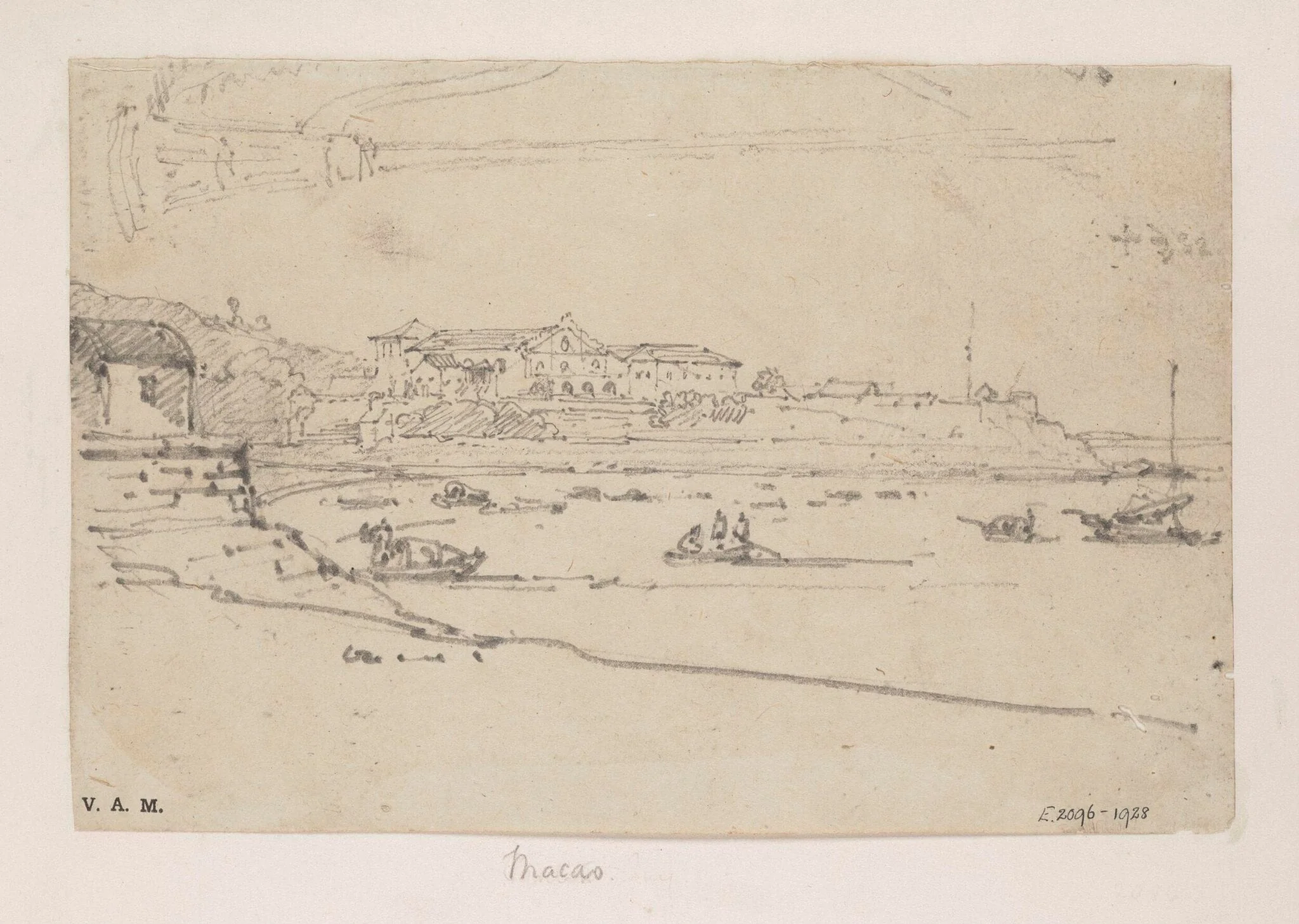 The convent and church of S. Francisco, Macau, seen from across the bay, by George Chinnery, 6