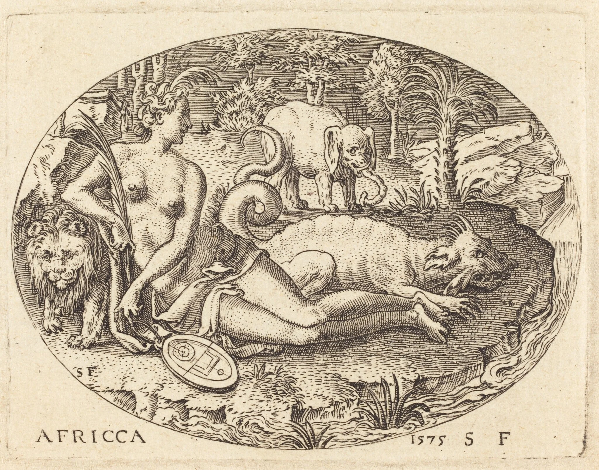Africa, by Etienne Delaune, ink, 1575