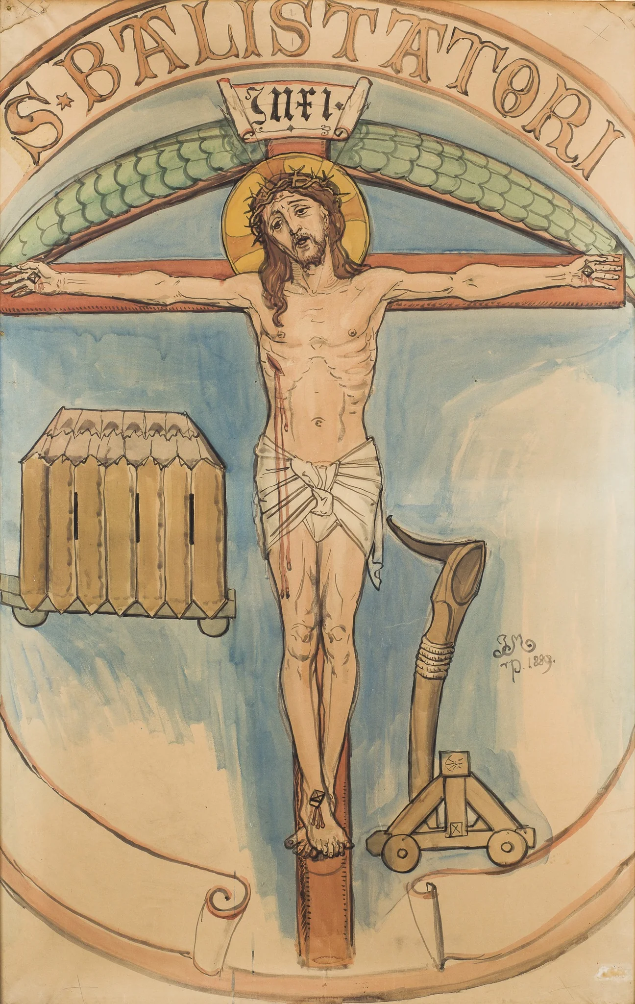 Karton do polichromii Kościoła Mariackiego - Godło łuczników, by Jan Matejko, unspecified, 1895