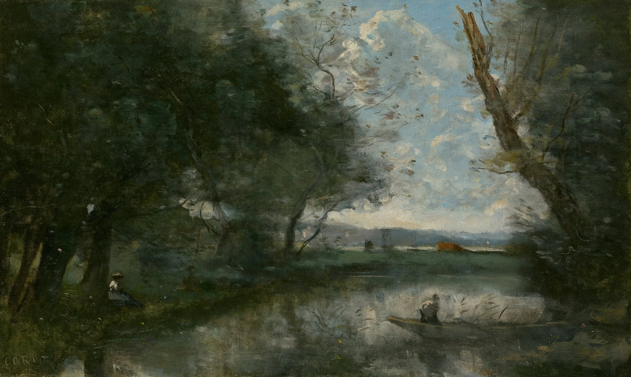 Landscape, by Jean Baptiste Camille Corot, oil, 1868