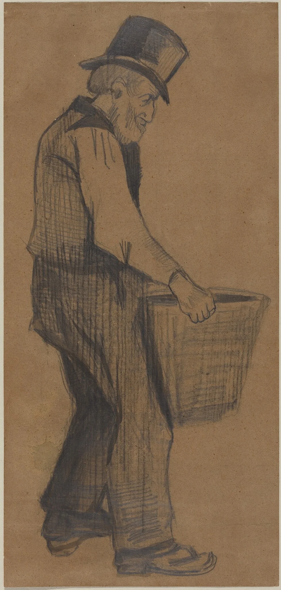 Old Man Carrying a Basket, Facing Right, by Vincent van Gogh, graphite, 1882