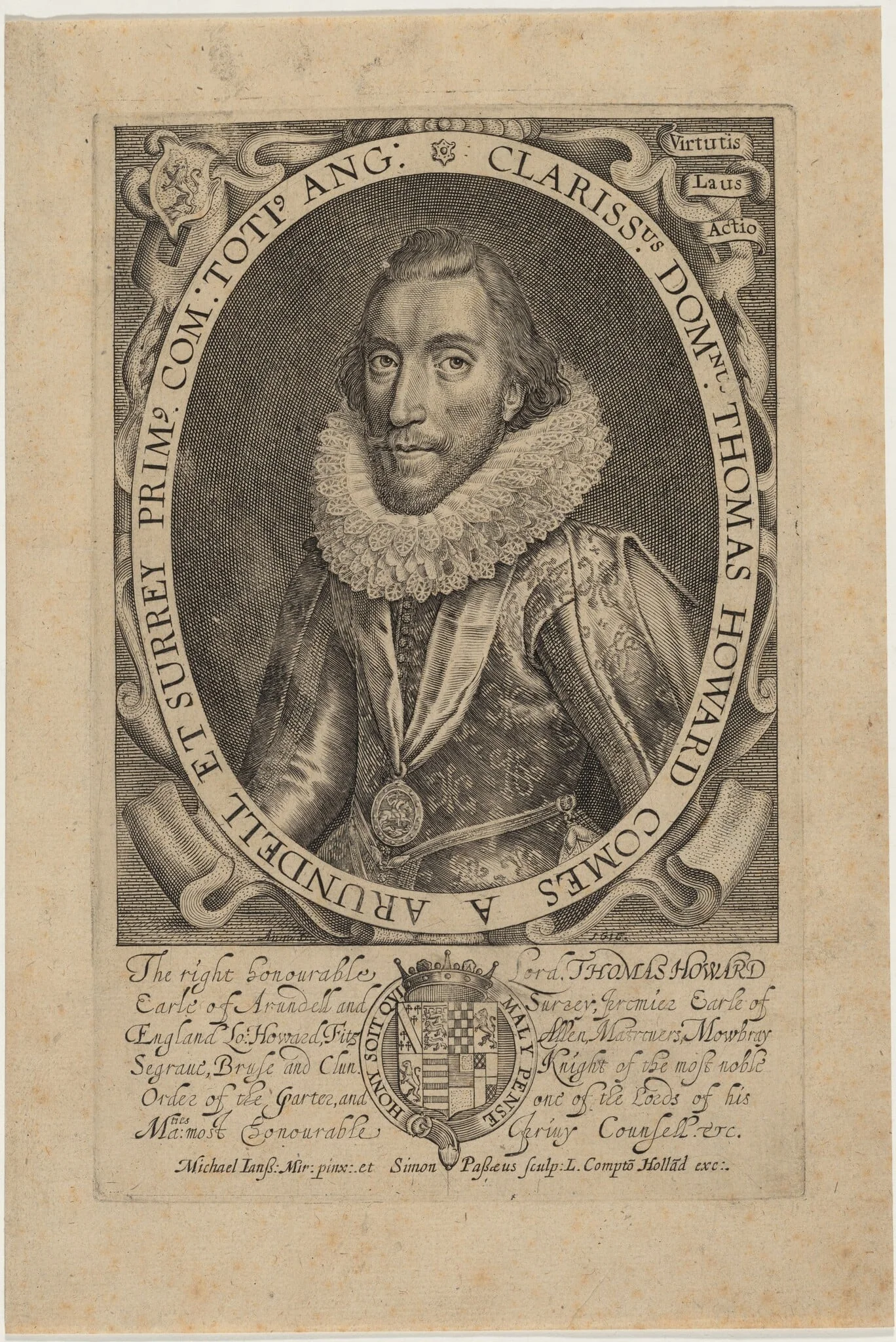 Thomas Howard, Second Earl of Arundel and Surrey, by Simon van de Passe, ink, 1621