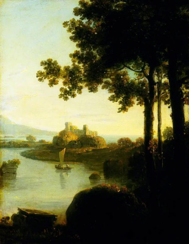 Landscape: Evening, River Scene with a Castle, by Richard Wilson, oil, 1754