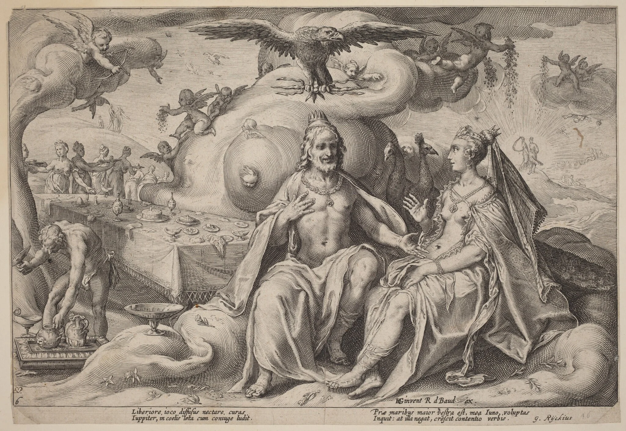 The Dispute between Jupiter and Juno, by Hendrik Goltzius, ink, 1615
