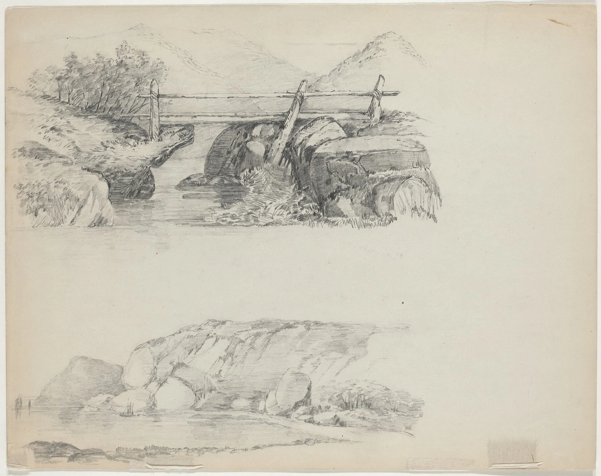 Bridge over Rocky Stream [top verso]